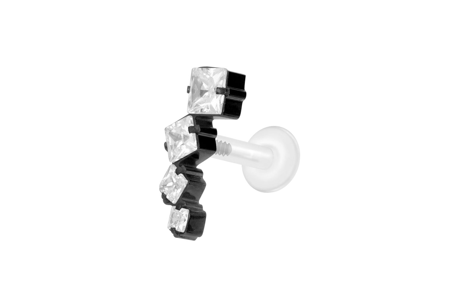 PTFE Labret Piercing mit Innengewinde + Titan-Aufsatz KRISTALLBOGEN